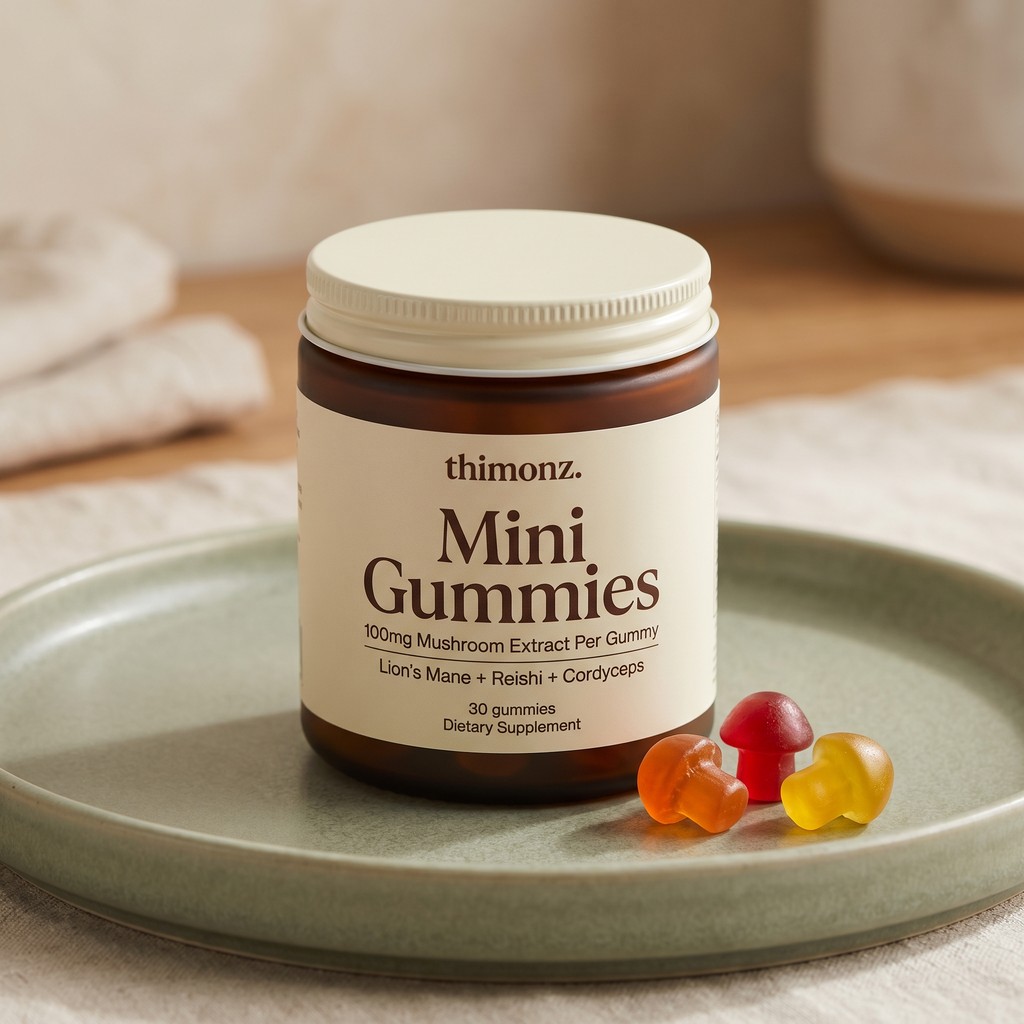 Mini Mushroom Gummies nootropic capsule bottle