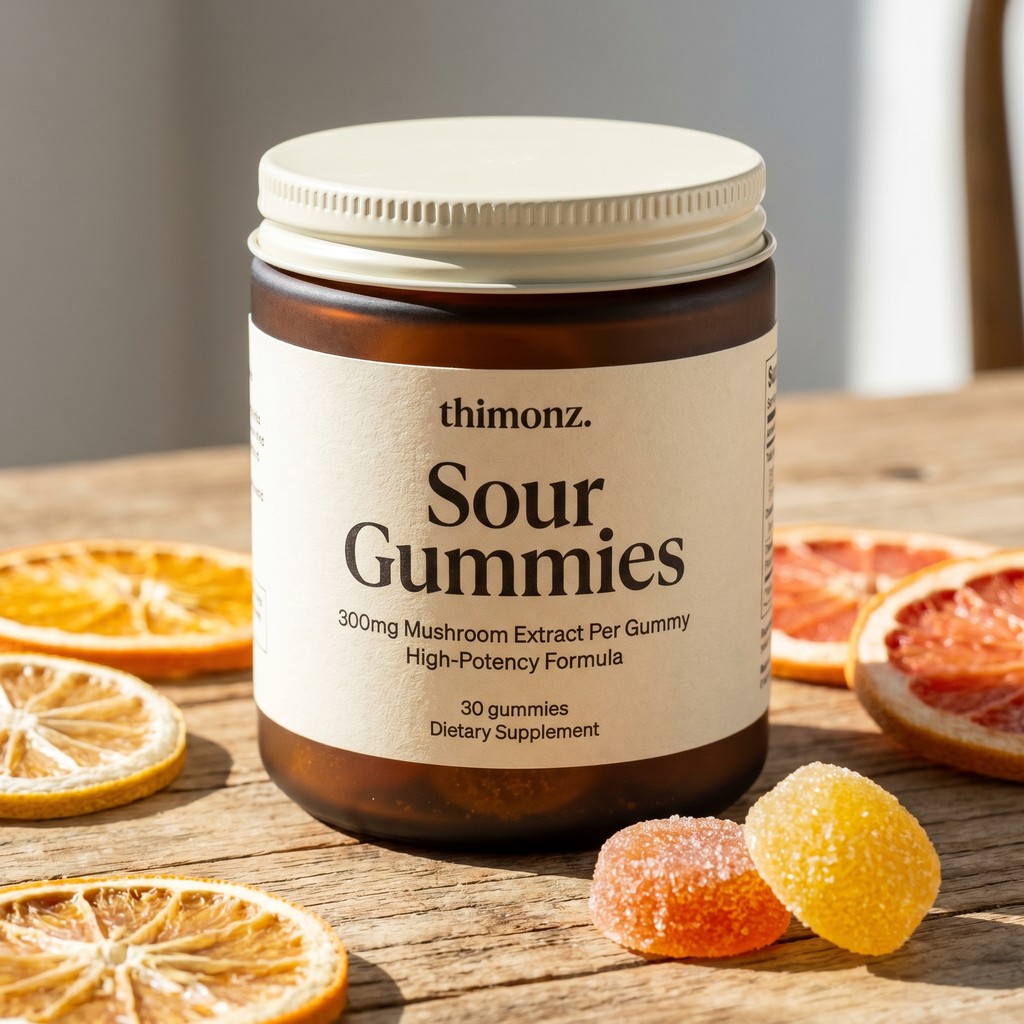 Sour Mushroom Gummies nootropic capsule bottle